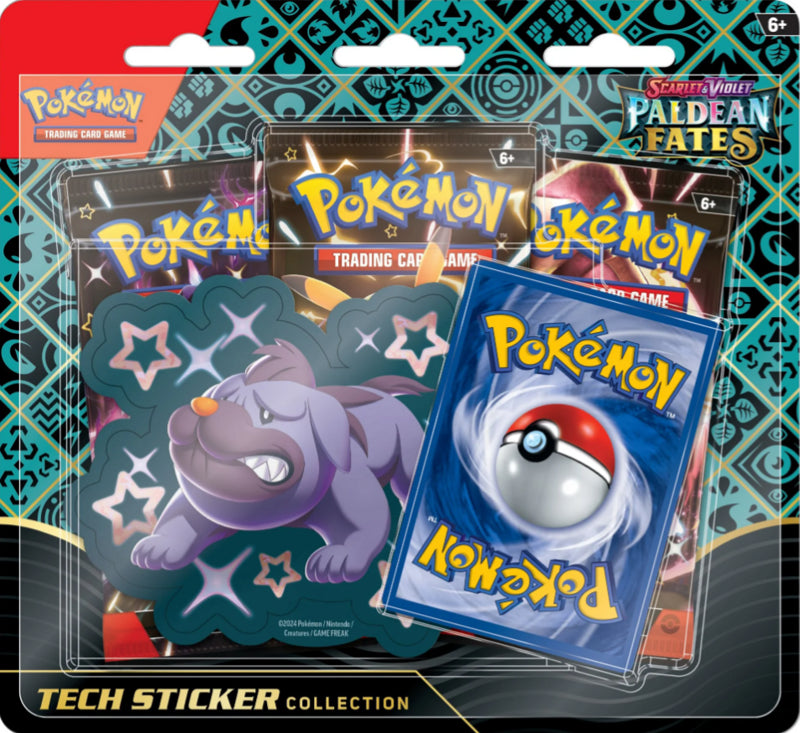 *PRE-ORDER* Pokémon TCG: Scarlet & Violet 4.5 Paldean Fates Tech Sticker Collection – Fidough/Greavard/Maschiff - One at random