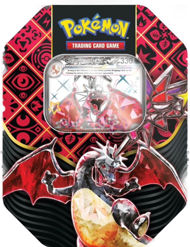 *Pre-order* Pokémon TCG: Scarlet & Violet 4.5 Paldean Fates Tin – Great Tusk/Iron Treads/ Charizard