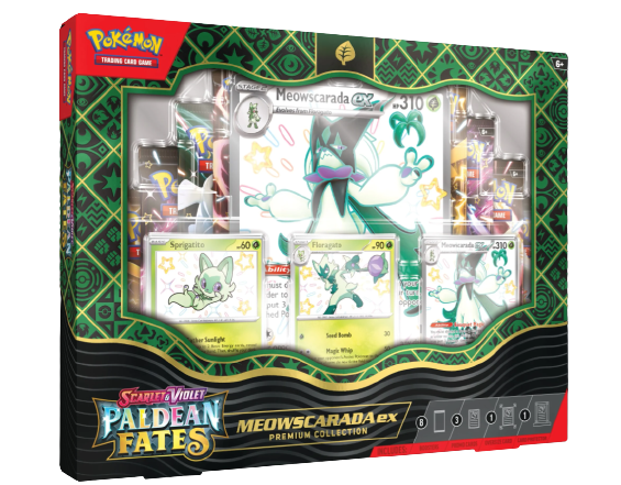 *Pre-order* Pokémon TCG: Scarlet & Violet 4.5 Paldean Fates Premium Collection – Meowscarada/Quaquaval/ Skeledirge