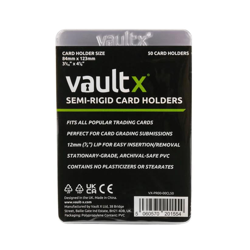 Vault X Semi-Rigid Card Holders - High Clarity and Durable PVC Material - Internal Pocket size 81mm x 108mm