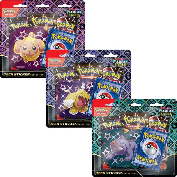 *PRE-ORDER* Pokémon TCG: Scarlet & Violet 4.5 Paldean Fates Tech Sticker Collection – Fidough/Greavard/Maschiff - One at random