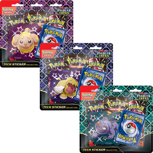 *PRE-ORDER* Pokémon TCG: Scarlet & Violet 4.5 Paldean Fates Tech Sticker Collection – Fidough/Greavard/Maschiff - One at random